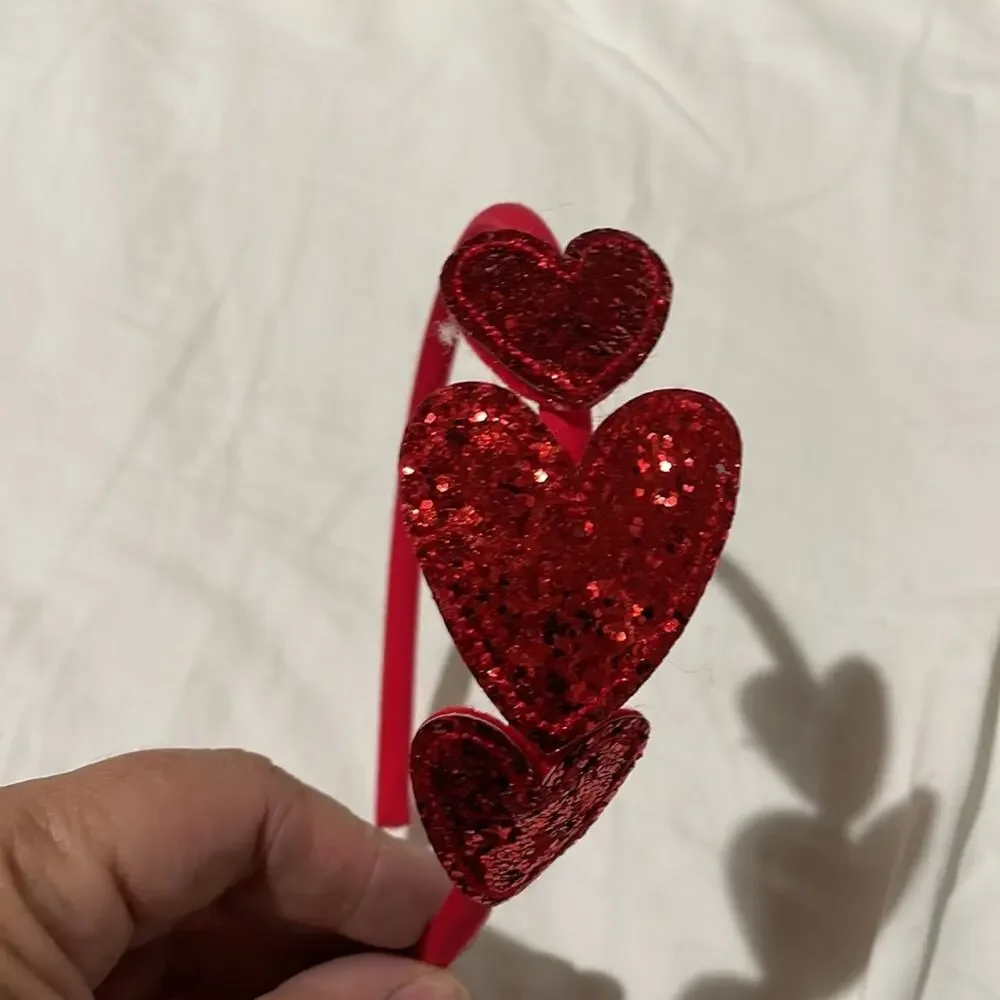 Gymboree red sparkle hearts headband like new